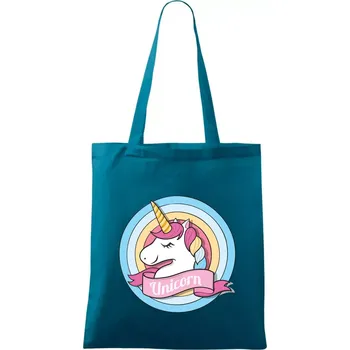 Jednorožec v kolečku - Taška bavlněná - 42 x 38 cm ( Petrolejová )