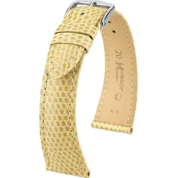 Řemínek na hodinky Kožený řemínek Hirsch London 04366190-2, béžový, ještěrčí kůže, Quick Release - 14 mm