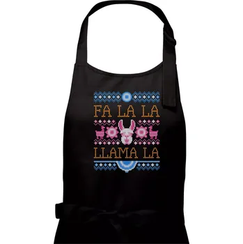 Kuchyňská zástěra Fa la la LAMA la - Dámská zástěra na vaření - Univerzální velikost ( Černá )