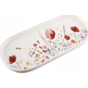 Talíř OVALNÍ talíř na chuťovky, předkrmy, sýry, uzeniny - KVĚTY VLČÍ MÁKY 25 cm