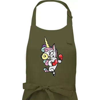 Kuchyňská zástěra Jednorožec box - Pánská zástěra na vaření - Univerzální velikost ( Khaki )