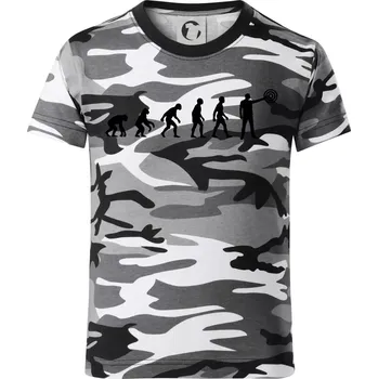 Chlapecké tričko Evoluce střelec terč - Dětské maskáčové triko - 134 cm/8 let ( Šedý maskáč )