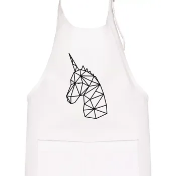 Kuchyňská zástěra Geometrie - Jednorožec - Dětská zástěra na vaření - Univerzální velikost ( Bílá )