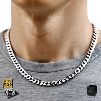 Řetízek SREBRNY Řetízek Męski stříbro o ryzosti 925 Pancr 6 mm Řetěz PLNÝ ITALSKÝ