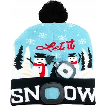 Čepice ZIMNÍ ČEPICE S BAMBULÍ SNOW SE 4xLED SVÍTILNOU