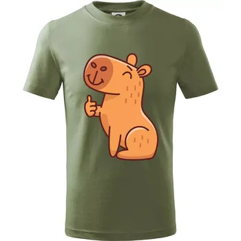 Kapybara s palcem nahoru - Tričko dětské bavlněné - 146 cm/10 let ( Khaki )