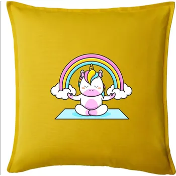 Polštář Yoga jednorožec - duha - Polštář 50x50 - 50x50 - Pouze potah ( Žlutá )