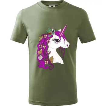 Vánoční jednorožec - Tričko dětské bavlněné - 146 cm/10 let ( Khaki )
