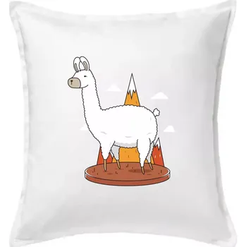 Polštář Alpaka kreslená - Polštář 50x50 - 50x50 - Včetně výplně ( Bílá )