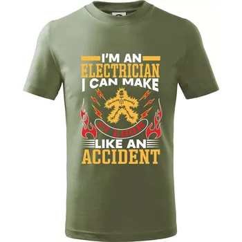 Elektrikář - úraz proudem - Tričko dětské bavlněné - 146 cm/10 let ( Khaki )