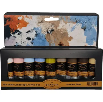 Vodová barva Charvin Paris Akrylové barvy Extra Fine Odstíny Zimní krajina sada 9x20ml