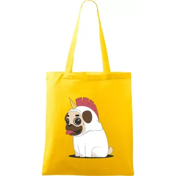 Mops a jednorožec - Taška bavlněná - 42 x 38 cm ( Žlutá )