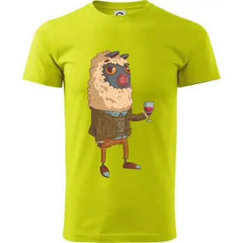 Alpaka s vínem muž - Klasické pánské triko vyšší gramáže - L ( Limetková )