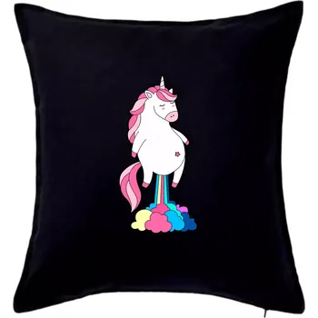 Polštář Jednorožec prdí - Polštář 50x50 - 50x50 - Pouze potah ( Černá )