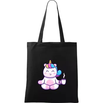 Nákupní taška Yoga - jednorožec káva - Taška bavlněná - 42 x 38 cm ( Černá )