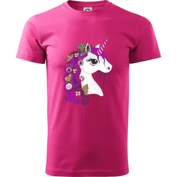 Pánská móda Vánoční jednorožec - Klasické pánské triko vyšší gramáže - XS ( Purpurová )