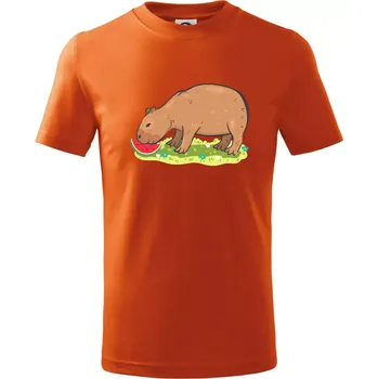 Chlapecké oblečení Kapybara a meloun - Tričko dětské bavlněné - 122 cm/6 let ( Oranžová )