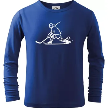 Chlapecké tričko Kreslený hokejista tučnou fixou - Triko dětské Long Sleeve - 122 cm/6 let ( Královská modrá )