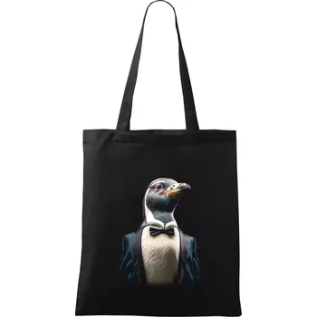 Nákupní taška Tučňák v obleku - Taška bavlněná - 42 x 38 cm ( Černá )