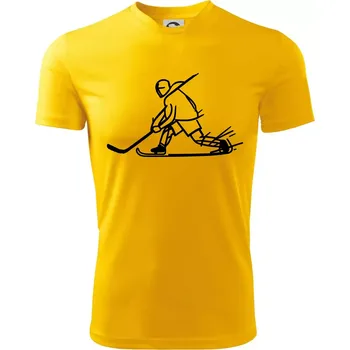 Chlapecké tričko Kreslený hokejista tučnou fixou - Dětské triko sportovní (dresovina) - 146 cm/10 let ( Žlutá )