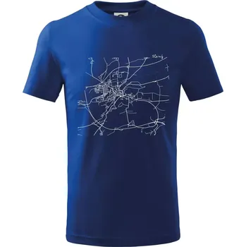 Chlapecké tričko Mapy měst černobílé Slaný - Tričko dětské bavlněné - 98 cm / 2 roky ( Královská modrá )