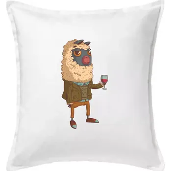 Polštář Alpaka s vínem muž - Polštář 50x50 - 50x50 - Pouze potah ( Bílá )