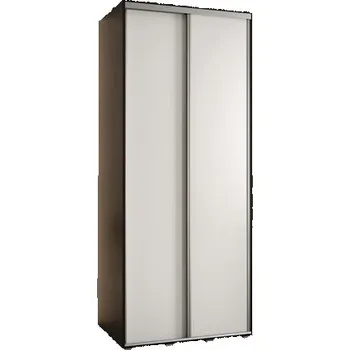 Šatní skříň Šatní skříň s posuvnými dveřmi DAVOS 120cm | Černá / bílá / stříbrné pojezdy