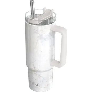 Termoska Quokka Nerezový termohrnek s brčkem Vibe Marble 880 ml