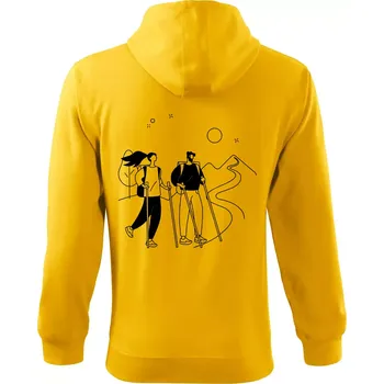 Pánská mikina Kreslený pár na výletě - Mikina s kapucí na zip trendy zipper - L ( Žlutá )