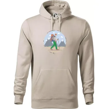 Pánská mikina Barevný párový motiv na hory - Mikina pánská Cape s kapucí - 5XL ( Ledově šedá )