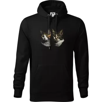 Pánská mikina Dvě kočky fotka - Mikina pánská Cape s kapucí - 5XL ( Černá )