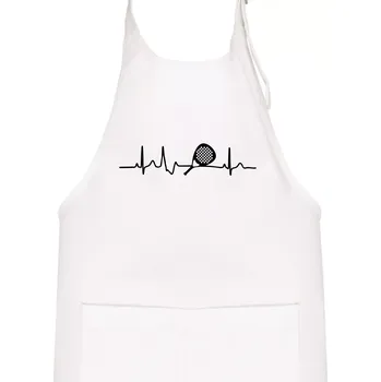 Kuchyňská zástěra Ekg padel raketa - Dětská zástěra na vaření - Univerzální velikost ( Bílá )