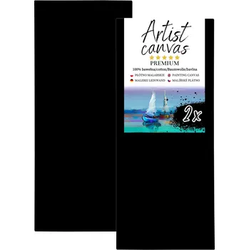 Obraz 2x Malířské Plátno 30x80 cm Černé bavlněné plátno pro malování