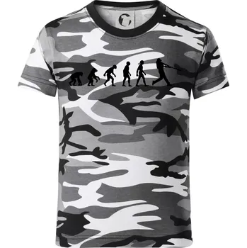 Chlapecké tričko Evoluce baseball pálkař odpal - Dětské maskáčové triko - 122 cm/6 let ( Šedý maskáč )