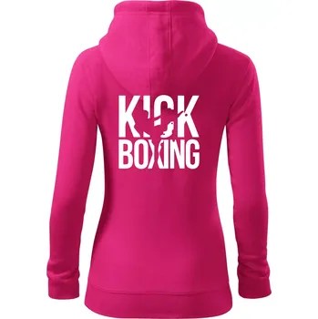 Dámská mikina Nápis Kick Boxing - Dámská mikina trendy zipper s kapucí - XL ( Purpurová )