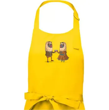 Kuchyňská zástěra Alpaky s vínem pár - Pánská zástěra na vaření - Univerzální velikost ( Žlutá )