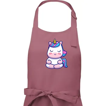 Kuchyňská zástěra Yoga jednorožec - relax - Dámská zástěra na vaření - Univerzální velikost ( Starorůžová )