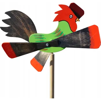 Obraz Dřevěný větrník, zahradní strašák - kohout, zelený