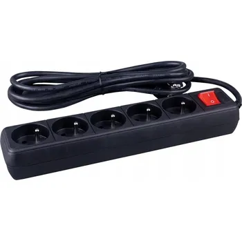 Napájecí kabel Prodlužovací Kabel Zásuvková lišta 5 zásuvek 5 m s uzemněním a vypínačem Office