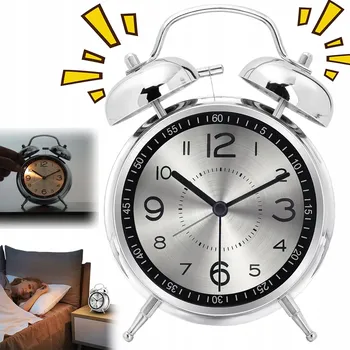 Budík Retro budík s kovovým pouzdrem, tichý mechanismus a snadné ovládání