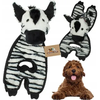 Hračka pro psa Plyšová Hračka pro psa Wesoły Pupil Hračka pro psy ZEBRA plyšová hračka piszcząca šustící velká 38 Cm PREMIUM