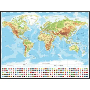 Obraz Plakát FYZICKÁ MAPA Světa na Zeď 93x62 cm