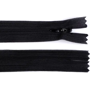 Zip Spirálový zip skrytý No 3 délka 60 cm dederon, malé, 332 černá