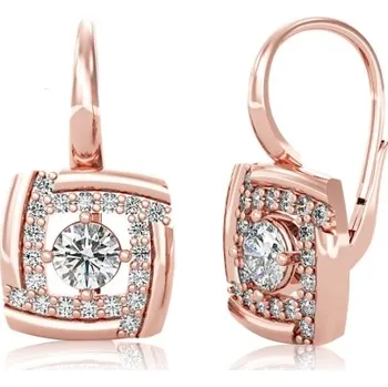 Náušnice Couple, Stylové náušnice Kostka Eleganza, růžové zlato se zirkony, 585-66-3-0436.4C00.0.00.001.08