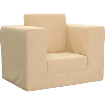 Pohovka vidaXL Dětská rozkládací pohovka měkký plyš [4104804] Barva: krémová