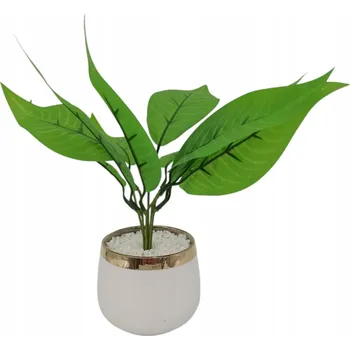umělá květina UMĚLÁ ZELENÁ ROSTLINA V BÍLÉM KERAMICKÉM KVĚTINÁČI GLAMOUR 30 CM