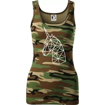 Dámské tričko Geometrie - Jednorožec - Dámské Maskáčové tílko - S ( Hnědý maskáč )