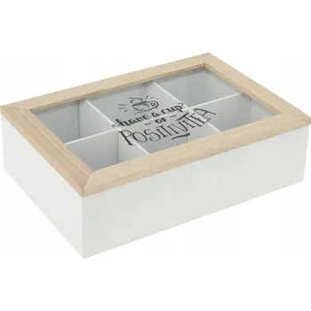Dóza na potraviny Krabička na čaj s přihrádkami, bílá nádoba