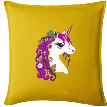 Polštář Vánoční jednorožec - Polštář 50x50 - 50x50 - Pouze potah ( Žlutá )