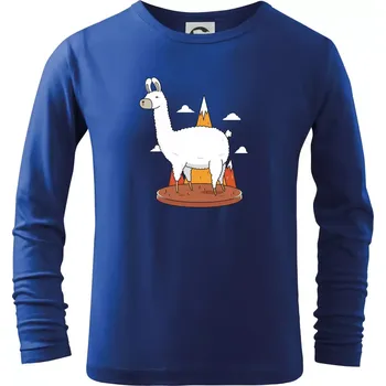 Chlapecké tričko Alpaka kreslená - Triko dětské Long Sleeve - 158 cm/12 let ( Královská modrá )